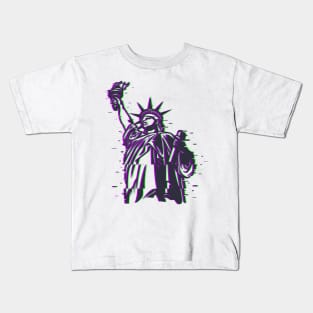 Statue of Liberty Glitch Artwork Kids T-Shirt